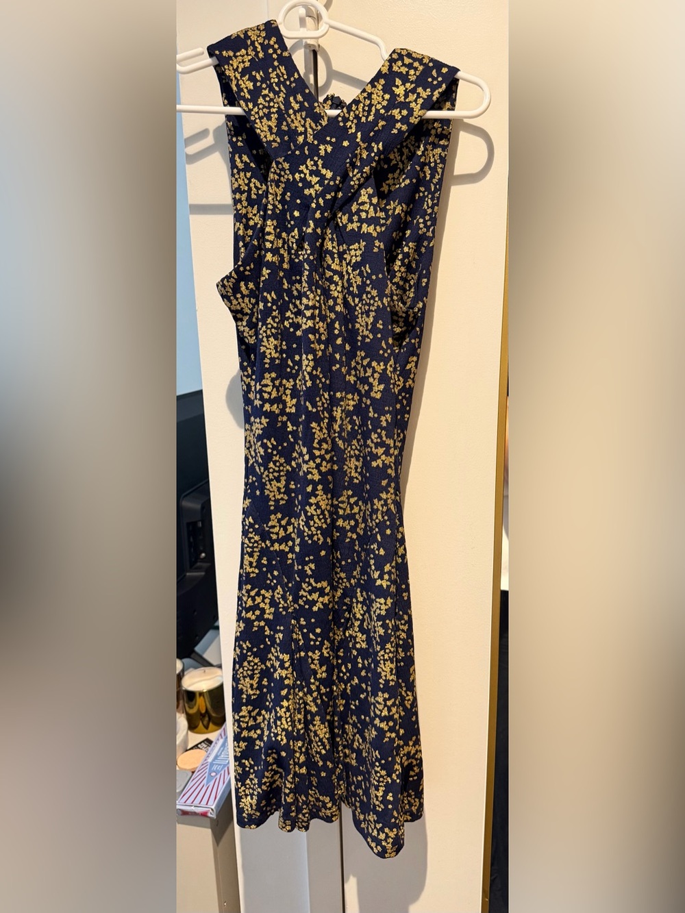 Michael Kors Navy and Gold Floral Dress